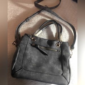 Small-medium marbled/suede-look Grey Shoulder/Cross Body or Hand Bag